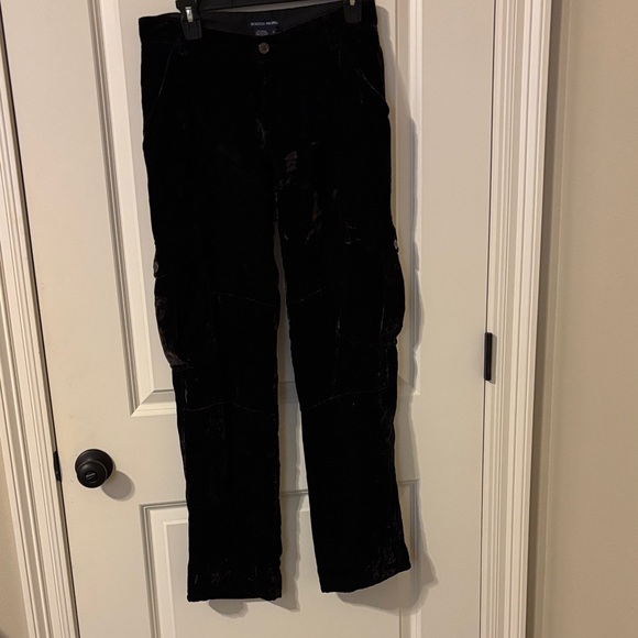 Boston Proper Black Velvet cargo pants - Picture 1 of 2
